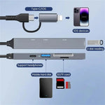 محول توسيع ADS-805 8 دبوس + Type-C إلى USB-C بيانات + USB 2.0 / 3.0 + قارئ بطاقات SD / TF، ADS-805
