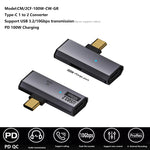محول USB-C / Type-C ذكر إلى مزدوج Type-C أنثى USB3.2/10Gbps OTG، محول شحن PD100W، مزدوج Type-C