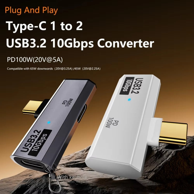 محول USB-C / Type-C ذكر إلى مزدوج Type-C أنثى USB3.2/10Gbps OTG، محول شحن PD100W، مزدوج Type-C