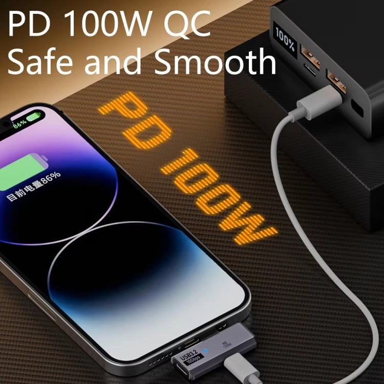 محول USB-C / Type-C ذكر إلى مزدوج Type-C أنثى USB3.2/10Gbps OTG، محول شحن PD100W، مزدوج Type-C
