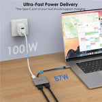 محول شحن WAVLINK UHP510 Pro بقوة 87 واط USB C إلى محول HD مزدوج 4K 60Hz للشاشة