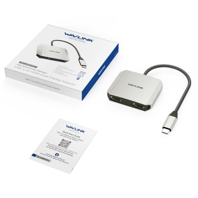 محول شحن WAVLINK UHP510 Pro بقوة 87 واط USB C إلى محول HD مزدوج 4K 60Hz للشاشة