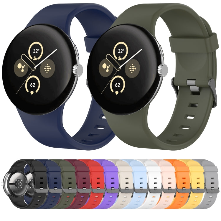 Solid Color Sports Silicone Watch Band, For Google Pixel Watch 4 / Watch 3 45mm