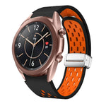 Two Color Magnetic Folding Silver Buckle Silicone Watch Band, For Samsung Galaxy Watch 3 41mm, For Samsung Galaxy Watch Active, For Samsung Galaxy Watch 42mm, For Samsung Gear S2 Classic