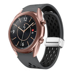 Two Color Magnetic Folding Silver Buckle Silicone Watch Band, For Samsung Galaxy Watch 3 41mm, For Samsung Galaxy Watch Active, For Samsung Galaxy Watch 42mm, For Samsung Gear S2 Classic