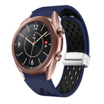 Two Color Magnetic Folding Silver Buckle Silicone Watch Band, For Samsung Galaxy Watch 3 41mm, For Samsung Galaxy Watch Active, For Samsung Galaxy Watch 42mm, For Samsung Gear S2 Classic