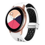 Two Color Magnetic Folding Silver Buckle Silicone Watch Band, For Samsung Galaxy Watch 3 41mm, For Samsung Galaxy Watch Active, For Samsung Galaxy Watch 42mm, For Samsung Gear S2 Classic