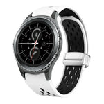 Two Color Magnetic Folding Silver Buckle Silicone Watch Band, For Samsung Galaxy Watch 3 41mm, For Samsung Galaxy Watch Active, For Samsung Galaxy Watch 42mm, For Samsung Gear S2 Classic