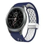 Two Color Magnetic Folding Silver Buckle Silicone Watch Band, For Samsung Galaxy Watch 3 41mm, For Samsung Galaxy Watch Active, For Samsung Galaxy Watch 42mm, For Samsung Gear S2 Classic