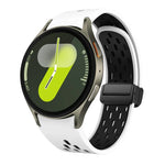 سوار ساعة سيليكون بمشبك أسود قابل للطي مغناطيسي بلونين، لساعات Samsung Galaxy Watch 7 40 / 44مم، لساعات Samsung Galaxy Watch 5 40 / 44مم، لساعات Samsung Galaxy Watch 4 40 / 44مم، لساعات Samsung Galaxy Watch 4 Classic 42 / 46مم