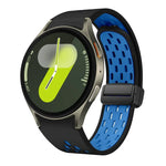 سوار ساعة سيليكون بمشبك أسود قابل للطي مغناطيسي بلونين، لساعات Samsung Galaxy Watch 7 40 / 44مم، لساعات Samsung Galaxy Watch 5 40 / 44مم، لساعات Samsung Galaxy Watch 4 40 / 44مم، لساعات Samsung Galaxy Watch 4 Classic 42 / 46مم