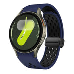 سوار ساعة سيليكون بمشبك أسود قابل للطي مغناطيسي بلونين، لساعات Samsung Galaxy Watch 7 40 / 44مم، لساعات Samsung Galaxy Watch 5 40 / 44مم، لساعات Samsung Galaxy Watch 4 40 / 44مم، لساعات Samsung Galaxy Watch 4 Classic 42 / 46مم