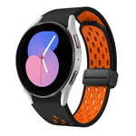 سوار ساعة سيليكون بمشبك أسود قابل للطي مغناطيسي بلونين، لساعات Samsung Galaxy Watch 7 40 / 44مم، لساعات Samsung Galaxy Watch 5 40 / 44مم، لساعات Samsung Galaxy Watch 4 40 / 44مم، لساعات Samsung Galaxy Watch 4 Classic 42 / 46مم