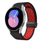 سوار ساعة سيليكون بمشبك أسود قابل للطي مغناطيسي بلونين، لساعات Samsung Galaxy Watch 7 40 / 44مم، لساعات Samsung Galaxy Watch 5 40 / 44مم، لساعات Samsung Galaxy Watch 4 40 / 44مم، لساعات Samsung Galaxy Watch 4 Classic 42 / 46مم