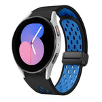 سوار ساعة سيليكون بمشبك أسود قابل للطي مغناطيسي بلونين، لساعات Samsung Galaxy Watch 7 40 / 44مم، لساعات Samsung Galaxy Watch 5 40 / 44مم، لساعات Samsung Galaxy Watch 4 40 / 44مم، لساعات Samsung Galaxy Watch 4 Classic 42 / 46مم