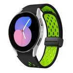 سوار ساعة سيليكون بمشبك أسود قابل للطي مغناطيسي بلونين، لساعات Samsung Galaxy Watch 7 40 / 44مم، لساعات Samsung Galaxy Watch 5 40 / 44مم، لساعات Samsung Galaxy Watch 4 40 / 44مم، لساعات Samsung Galaxy Watch 4 Classic 42 / 46مم