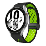 سوار ساعة سيليكون بمشبك أسود قابل للطي مغناطيسي بلونين، لساعات Samsung Galaxy Watch 7 40 / 44مم، لساعات Samsung Galaxy Watch 5 40 / 44مم، لساعات Samsung Galaxy Watch 4 40 / 44مم، لساعات Samsung Galaxy Watch 4 Classic 42 / 46مم