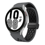 سوار ساعة سيليكون بمشبك أسود قابل للطي مغناطيسي بلونين، لساعات Samsung Galaxy Watch 7 40 / 44مم، لساعات Samsung Galaxy Watch 5 40 / 44مم، لساعات Samsung Galaxy Watch 4 40 / 44مم، لساعات Samsung Galaxy Watch 4 Classic 42 / 46مم