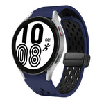سوار ساعة سيليكون بمشبك أسود قابل للطي مغناطيسي بلونين، لساعات Samsung Galaxy Watch 7 40 / 44مم، لساعات Samsung Galaxy Watch 5 40 / 44مم، لساعات Samsung Galaxy Watch 4 40 / 44مم، لساعات Samsung Galaxy Watch 4 Classic 42 / 46مم