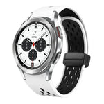 سوار ساعة سيليكون بمشبك أسود قابل للطي مغناطيسي بلونين، لساعات Samsung Galaxy Watch 7 40 / 44مم، لساعات Samsung Galaxy Watch 5 40 / 44مم، لساعات Samsung Galaxy Watch 4 40 / 44مم، لساعات Samsung Galaxy Watch 4 Classic 42 / 46مم