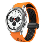 سوار ساعة سيليكون بمشبك أسود قابل للطي مغناطيسي بلونين، لساعات Samsung Galaxy Watch 7 40 / 44مم، لساعات Samsung Galaxy Watch 5 40 / 44مم، لساعات Samsung Galaxy Watch 4 40 / 44مم، لساعات Samsung Galaxy Watch 4 Classic 42 / 46مم