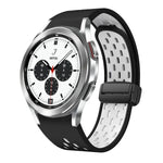 سوار ساعة سيليكون بمشبك أسود قابل للطي مغناطيسي بلونين، لساعات Samsung Galaxy Watch 7 40 / 44مم، لساعات Samsung Galaxy Watch 5 40 / 44مم، لساعات Samsung Galaxy Watch 4 40 / 44مم، لساعات Samsung Galaxy Watch 4 Classic 42 / 46مم