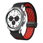 سوار ساعة سيليكون بمشبك أسود قابل للطي مغناطيسي بلونين، لساعات Samsung Galaxy Watch 7 40 / 44مم، لساعات Samsung Galaxy Watch 5 40 / 44مم، لساعات Samsung Galaxy Watch 4 40 / 44مم، لساعات Samsung Galaxy Watch 4 Classic 42 / 46مم
