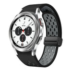 سوار ساعة سيليكون بمشبك أسود قابل للطي مغناطيسي بلونين، لساعات Samsung Galaxy Watch 7 40 / 44مم، لساعات Samsung Galaxy Watch 5 40 / 44مم، لساعات Samsung Galaxy Watch 4 40 / 44مم، لساعات Samsung Galaxy Watch 4 Classic 42 / 46مم