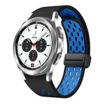 سوار ساعة سيليكون بمشبك أسود قابل للطي مغناطيسي بلونين، لساعات Samsung Galaxy Watch 7 40 / 44مم، لساعات Samsung Galaxy Watch 5 40 / 44مم، لساعات Samsung Galaxy Watch 4 40 / 44مم، لساعات Samsung Galaxy Watch 4 Classic 42 / 46مم