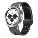 سوار ساعة سيليكون بمشبك أسود قابل للطي مغناطيسي بلونين، لساعات Samsung Galaxy Watch 7 40 / 44مم، لساعات Samsung Galaxy Watch 5 40 / 44مم، لساعات Samsung Galaxy Watch 4 40 / 44مم، لساعات Samsung Galaxy Watch 4 Classic 42 / 46مم