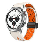 سوار ساعة سيليكون بمشبك أسود قابل للطي مغناطيسي بلونين، لساعات Samsung Galaxy Watch 7 40 / 44مم، لساعات Samsung Galaxy Watch 5 40 / 44مم، لساعات Samsung Galaxy Watch 4 40 / 44مم، لساعات Samsung Galaxy Watch 4 Classic 42 / 46مم