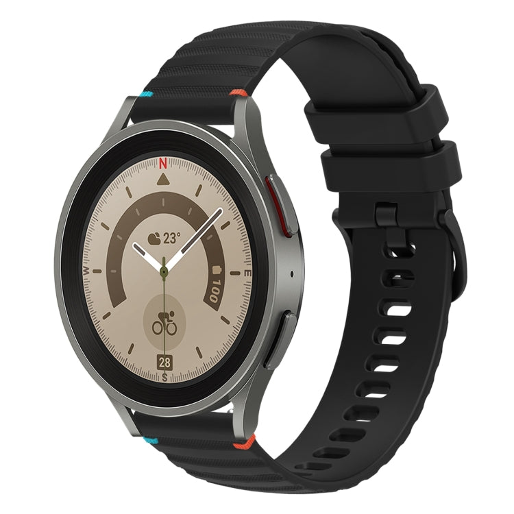 سوار ساعة سيليكون مخيط بنقاط متموجة 20 مم، لساعة Samsung Galaxy Watch 5 مقاس 40 / 44 مم، لساعة Samsung Galaxy Watch 5 Pro مقاس 45 مم، لساعة Samsung Galaxy Watch 4 مقاس 40 / 44 مم، لساعة Samsung Galaxy Watch 4 Classic مقاس 42 / 46 مم