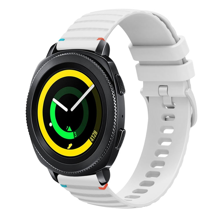 سوار ساعة سيليكون مخيط بنقاط متموجة 20 مم، لساعة Samsung Galaxy Gear Sport، لساعة Samsung Galaxy Watch Active 2، لساعة Samsung Galaxy Watch3 مقاس 41 مم، لساعة Samsung Galaxy Watch Active