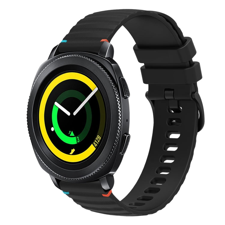 سوار ساعة سيليكون مخيط بنقاط متموجة 20 مم، لساعة Samsung Galaxy Gear Sport، لساعة Samsung Galaxy Watch Active 2، لساعة Samsung Galaxy Watch3 مقاس 41 مم، لساعة Samsung Galaxy Watch Active