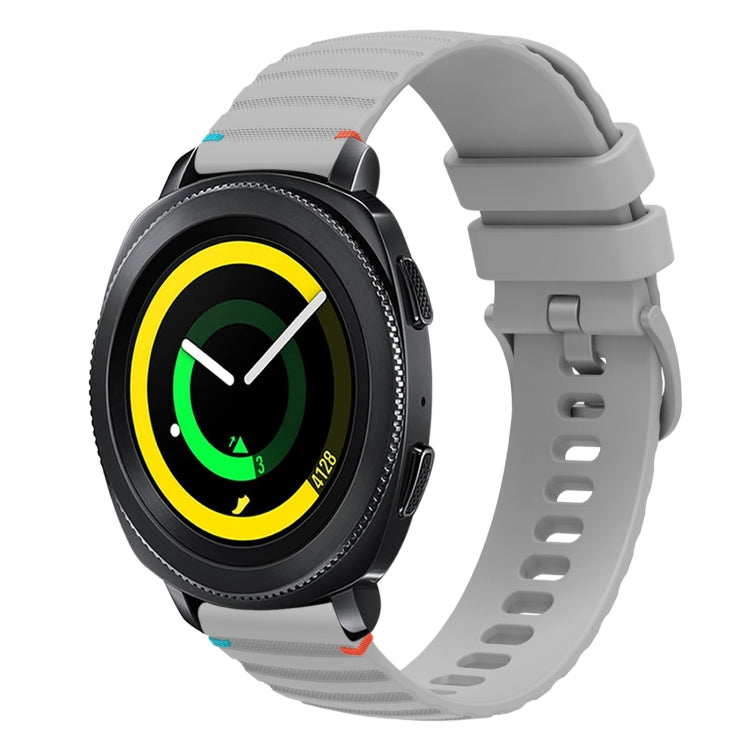 سوار ساعة سيليكون مخيط بنقاط متموجة 20 مم، لساعة Samsung Galaxy Gear Sport، لساعة Samsung Galaxy Watch Active 2، لساعة Samsung Galaxy Watch3 مقاس 41 مم، لساعة Samsung Galaxy Watch Active