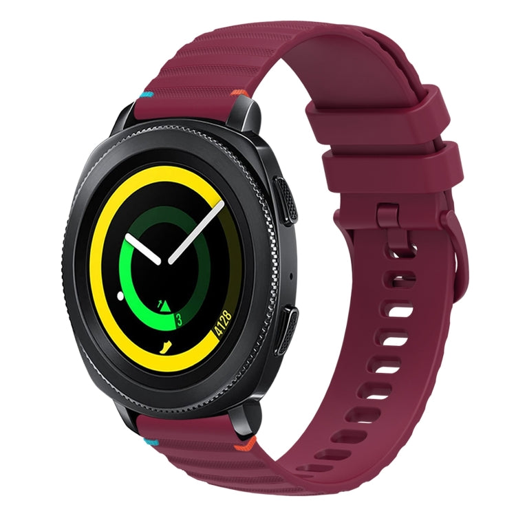 سوار ساعة سيليكون مخيط بنقاط متموجة 20 مم، لساعة Samsung Galaxy Gear Sport، لساعة Samsung Galaxy Watch Active 2، لساعة Samsung Galaxy Watch3 مقاس 41 مم، لساعة Samsung Galaxy Watch Active