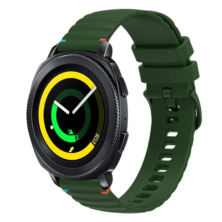 سوار ساعة سيليكون مخيط بنقاط متموجة 20 مم، لساعة Samsung Galaxy Gear Sport، لساعة Samsung Galaxy Watch Active 2، لساعة Samsung Galaxy Watch3 مقاس 41 مم، لساعة Samsung Galaxy Watch Active
