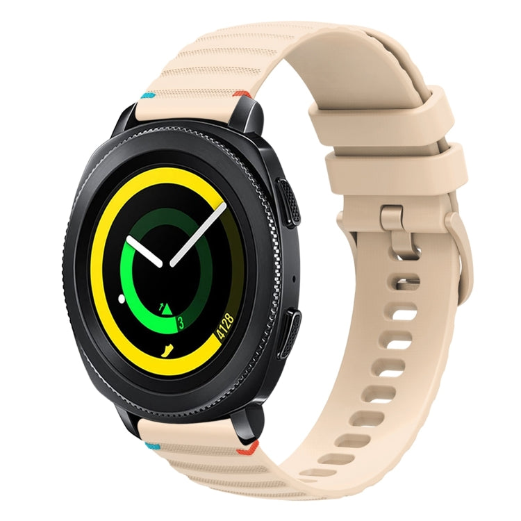 سوار ساعة سيليكون مخيط بنقاط متموجة 20 مم، لساعة Samsung Galaxy Gear Sport، لساعة Samsung Galaxy Watch Active 2، لساعة Samsung Galaxy Watch3 مقاس 41 مم، لساعة Samsung Galaxy Watch Active