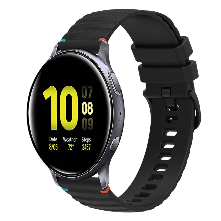 سوار ساعة سيليكون مخيط بنقاط متموجة 20 مم، لساعة Samsung Galaxy Gear Sport، لساعة Samsung Galaxy Watch Active 2، لساعة Samsung Galaxy Watch3 مقاس 41 مم، لساعة Samsung Galaxy Watch Active