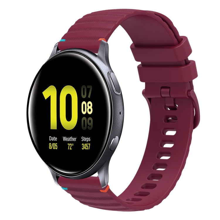 سوار ساعة سيليكون مخيط بنقاط متموجة 20 مم، لساعة Samsung Galaxy Gear Sport، لساعة Samsung Galaxy Watch Active 2، لساعة Samsung Galaxy Watch3 مقاس 41 مم، لساعة Samsung Galaxy Watch Active