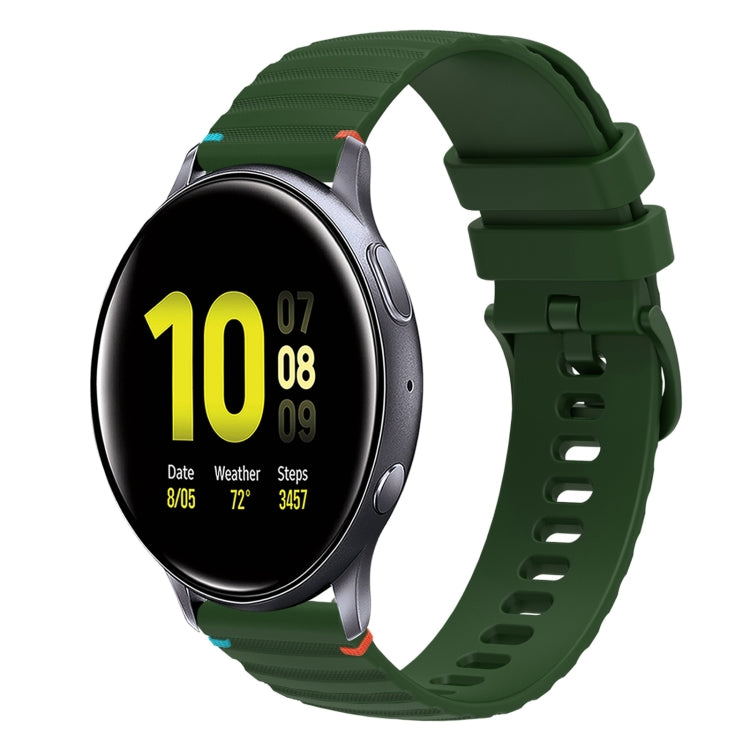 سوار ساعة سيليكون مخيط بنقاط متموجة 20 مم، لساعة Samsung Galaxy Gear Sport، لساعة Samsung Galaxy Watch Active 2، لساعة Samsung Galaxy Watch3 مقاس 41 مم، لساعة Samsung Galaxy Watch Active