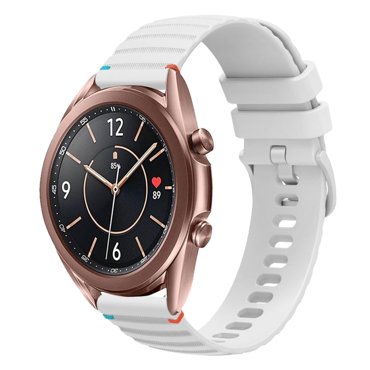 سوار ساعة سيليكون مخيط بنقاط متموجة 20 مم، لساعة Samsung Galaxy Gear Sport، لساعة Samsung Galaxy Watch Active 2، لساعة Samsung Galaxy Watch3 مقاس 41 مم، لساعة Samsung Galaxy Watch Active