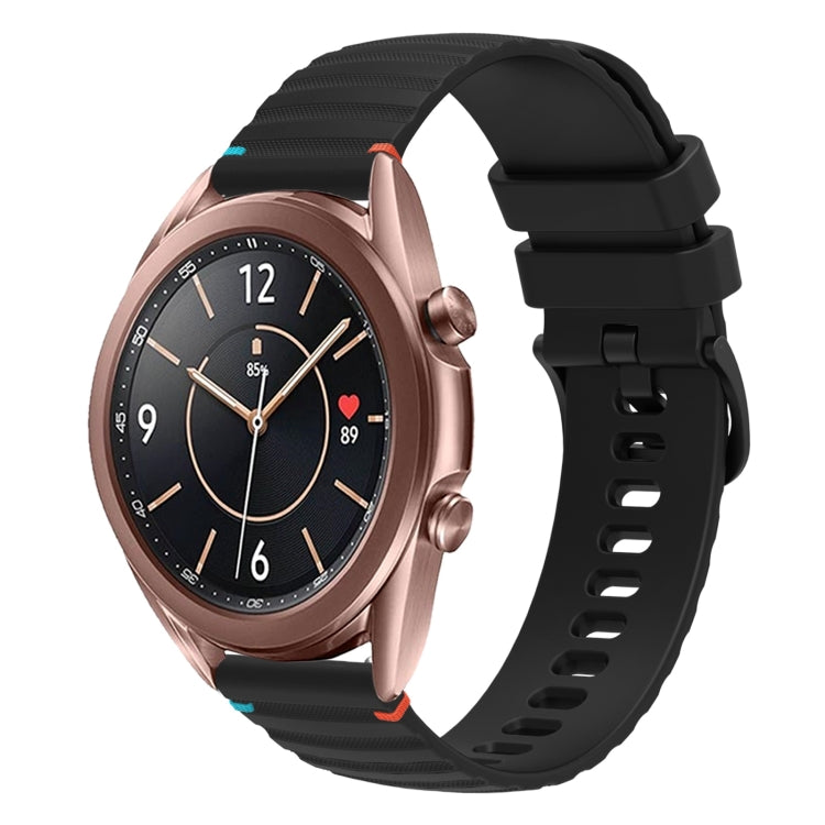 سوار ساعة سيليكون مخيط بنقاط متموجة 20 مم، لساعة Samsung Galaxy Gear Sport، لساعة Samsung Galaxy Watch Active 2، لساعة Samsung Galaxy Watch3 مقاس 41 مم، لساعة Samsung Galaxy Watch Active