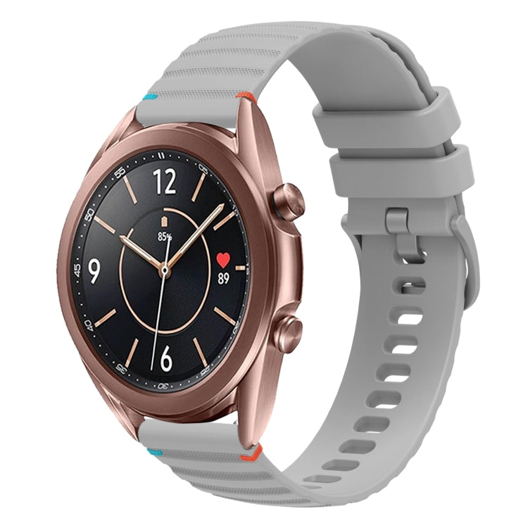 سوار ساعة سيليكون مخيط بنقاط متموجة 20 مم، لساعة Samsung Galaxy Gear Sport، لساعة Samsung Galaxy Watch Active 2، لساعة Samsung Galaxy Watch3 مقاس 41 مم، لساعة Samsung Galaxy Watch Active