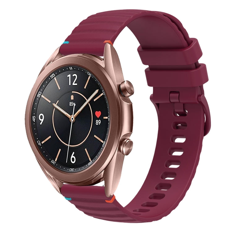 سوار ساعة سيليكون مخيط بنقاط متموجة 20 مم، لساعة Samsung Galaxy Gear Sport، لساعة Samsung Galaxy Watch Active 2، لساعة Samsung Galaxy Watch3 مقاس 41 مم، لساعة Samsung Galaxy Watch Active