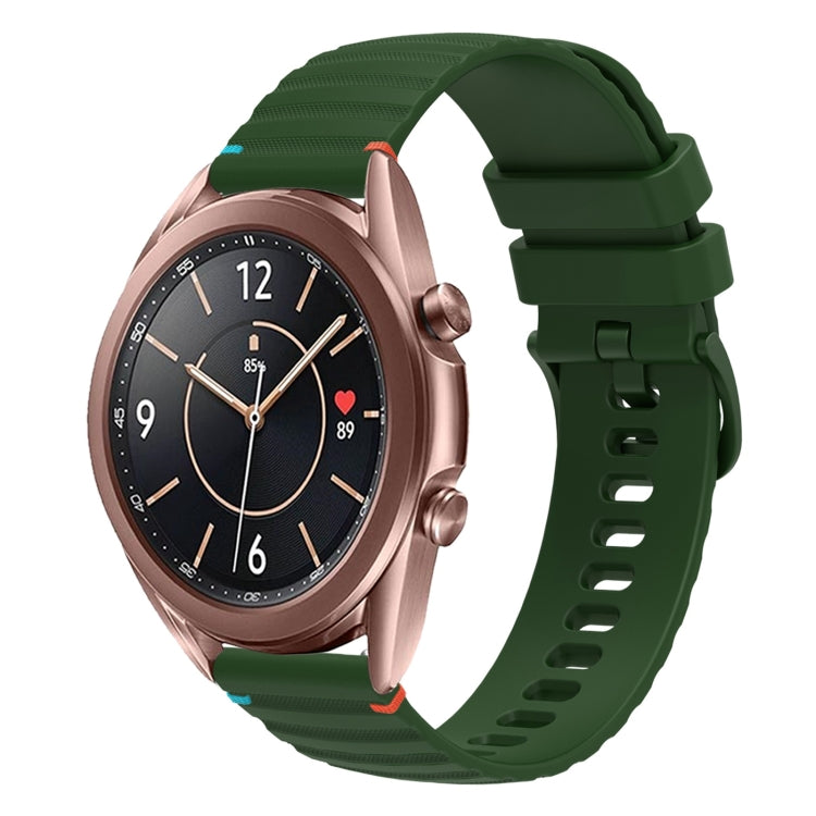سوار ساعة سيليكون مخيط بنقاط متموجة 20 مم، لساعة Samsung Galaxy Gear Sport، لساعة Samsung Galaxy Watch Active 2، لساعة Samsung Galaxy Watch3 مقاس 41 مم، لساعة Samsung Galaxy Watch Active