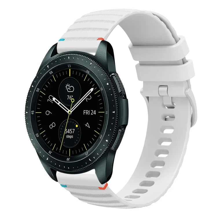 سوار ساعة سيليكون 20مم بنمط منقط ومموج مخيط، لساعات Samsung Galaxy Watch 42مم، لساعات Samsung Gear S2 Classic