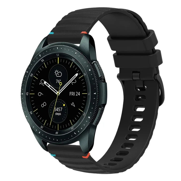 سوار ساعة سيليكون 20مم بنمط منقط ومموج مخيط، لساعات Samsung Galaxy Watch 42مم، لساعات Samsung Gear S2 Classic