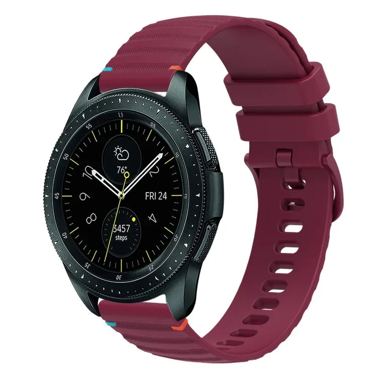 سوار ساعة سيليكون 20مم بنمط منقط ومموج مخيط، لساعات Samsung Galaxy Watch 42مم، لساعات Samsung Gear S2 Classic