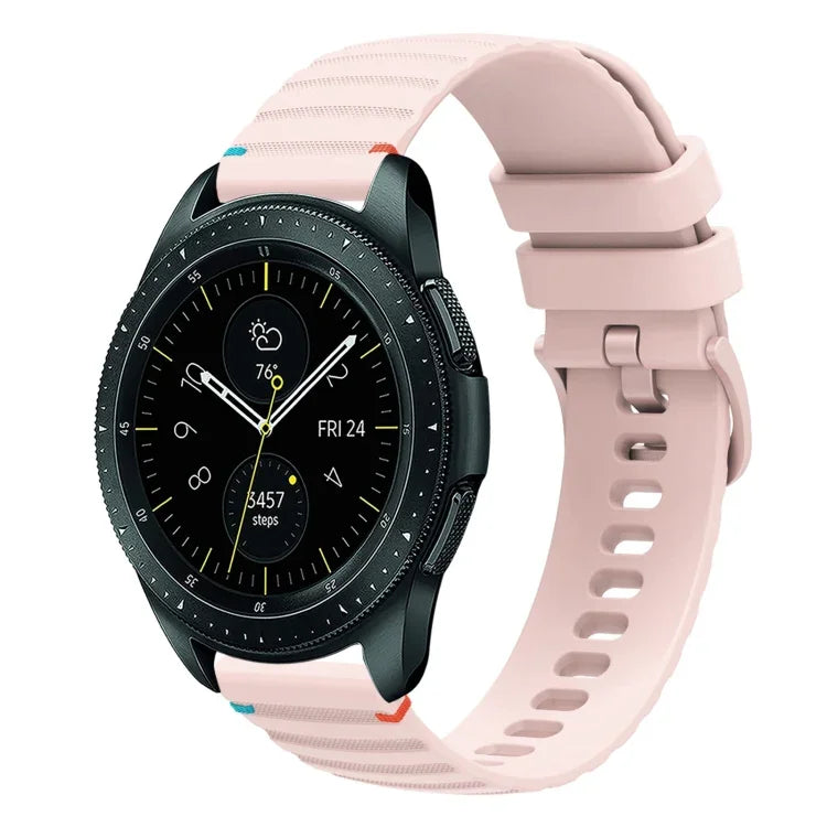 سوار ساعة سيليكون 20مم بنمط منقط ومموج مخيط، لساعات Samsung Galaxy Watch 42مم، لساعات Samsung Gear S2 Classic